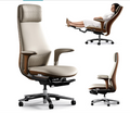 Leather Executive Office Chair with Footrest | Top Grain Genuine Leather | TOMU Beige