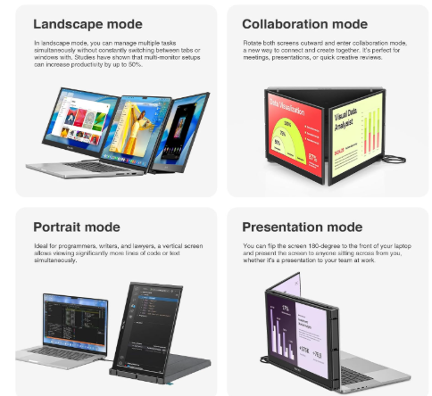 Portable Triple Monitor for Laptop | 14.1" QHD | Mobile Pixels Trio 3 Pro 2026