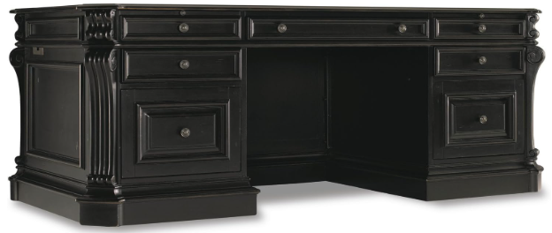 Luxury Executive Desk 76" | Wood & Leather Top | Hooker Furniture Telluride Black