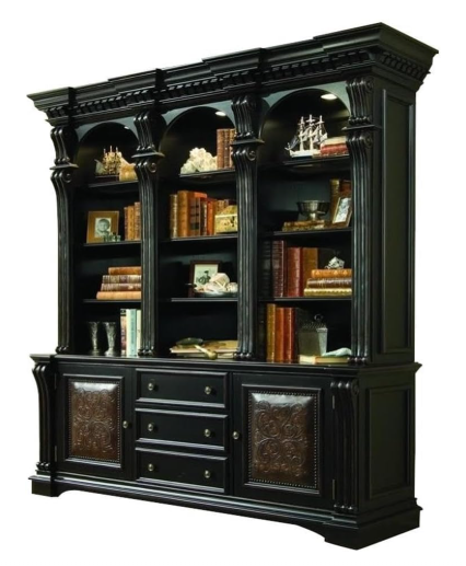 Home Office Bookcase Cabinet with 3 Drawers | Hooker Furniture Telluride Black