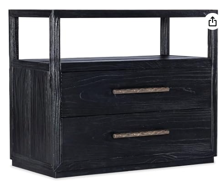 Luxury Bedroom Nightstand with Two Drawers | Smoked Gray Oak | Hooker Furniture Linville Falls