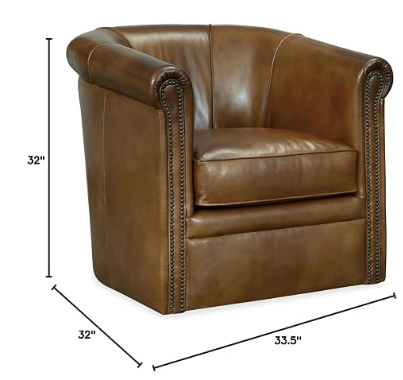 Leather Swivel Club Chair for Home Office | Hooker Furniture Axton Brown