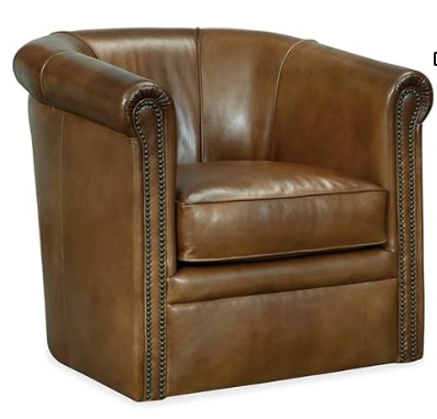 Leather Swivel Club Chair for Home Office | Hooker Furniture Axton Brown