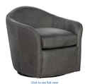 Gray Leather Swivel Club Chair | Premium Home Office Seating | Hooker Furniture Roper