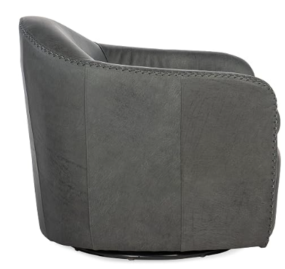 Gray Leather Swivel Club Chair | Premium Home Office Seating | Hooker Furniture Roper