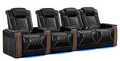 Luxury Home Theater Seating with Heat & Massage | Italian Leather Row of 4 | Valencia Tuscany Executive