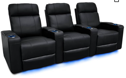 Home Theater Recliner with Cooling Gel & Power Headrest | Italian Leather Row of 3 | Valencia Piacenza 2025