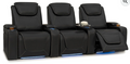 Zero Gravity Home Theater Seating | Wall Hugger Italian Leather Row of 3 | Seatcraft Equinox Black