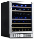 Dual Zone Wine Fridge for Red & White | 46-Bottle Built-In | NewAir 24" Stainless Steel