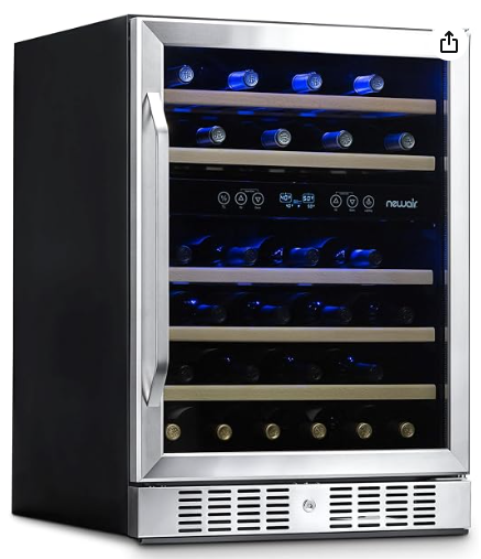 Dual Zone Wine Fridge for Red & White | 46-Bottle Built-In | NewAir 24" Stainless Steel