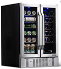 Dual Zone Beverage Fridge & Wine Cooler | 18 Bottles & 60 Cans Built-In | NewAir Stainless Steel