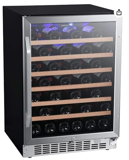 Single Zone Wine Cooler Built-In or Freestanding | 53-Bottle with LED | EdgeStar 24" Stainless