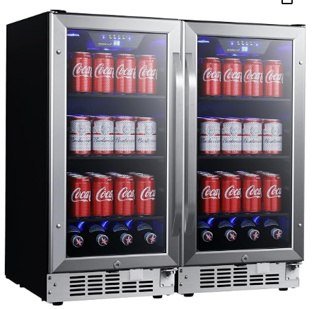 Built-In Side-by-Side Beverage Cooler | 160-Can with Blue LED | EdgeStar 30" Stainless