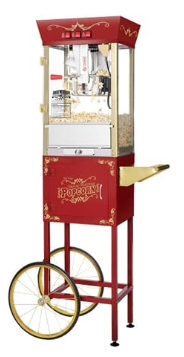 Home Theater Popcorn Machine with Cart | 8oz Vintage Style | Great Northern Matinee Red