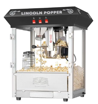 Antique Bar Style Popcorn Machine | 8oz Stainless Kettle | Great Northern Lincoln Black