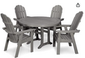 All-Season Outdoor Dining Set | Adirondack Style 5-Piece | Polywood Vineyard Slate Grey