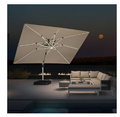 Cantilever Patio Umbrella with Solar LED | 10x13 Double Top 360° | Purple Leaf Beige