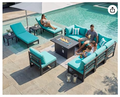 Outdoor Patio Set with Fire Pit | 11-Piece L-Shaped Sectional | RADIATA Aluminum Teal