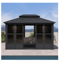 Enclosed Screened Gazebo with Sliding Doors | 10x13 | Purple Leaf Solarium Grey
