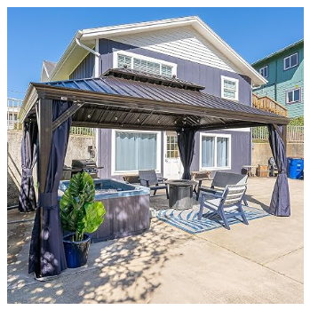 Hardtop Backyard Gazebo with Double Steel Roof | 12x16 Aluminum | Purple Leaf