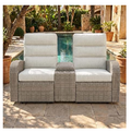 Outdoor Recliner Loveseat with Adjustable Backrest & Footrest | Oversized Wicker | LayinSun