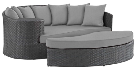 Outdoor Patio Daybed with Sunbrella Fabric | Wicker Rattan | Modway Sojourn Canvas Gray
