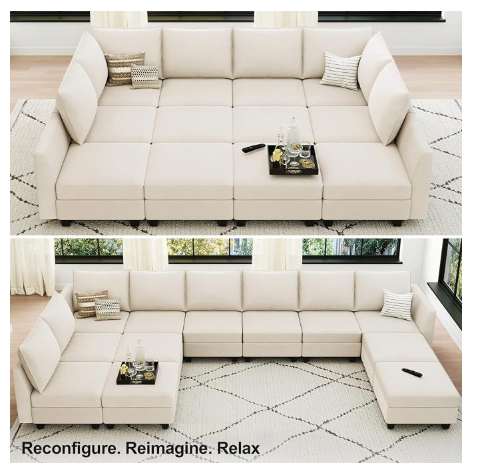 Belffin Oversized Modular Sectional Sleeper Sofa with Storage