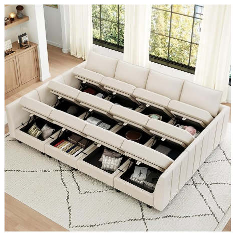 Belffin Oversized Modular Sectional Sleeper Sofa with Storage