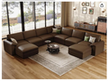 EASE MOOSE Modular U-Shaped Leather Sectional Sofa in Brown