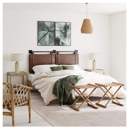 Nathan James Harlow Wall Mount Hanging Headboard – King, Brown Faux Leather