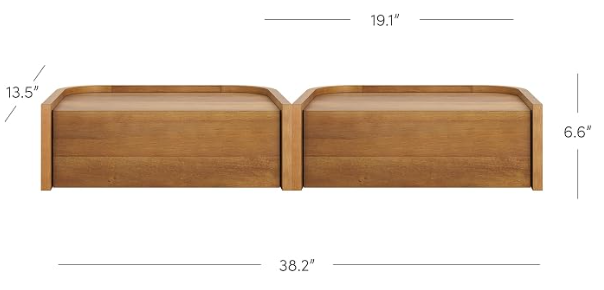 Nathan James Tyla Wall Mounted Floating Nightstand Set of 2 – 1-Drawer, Light Brown
