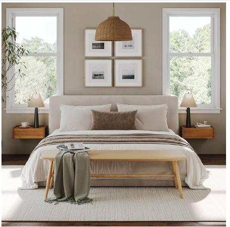 Nathan James Tyla Wall Mounted Floating Nightstand Set of 2 – 1-Drawer, Light Brown