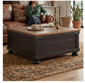 Signature Design by Ashley Valebeck Farmhouse Lift-Top Coffee Table with Hidden Trunk Storage – 36" Square