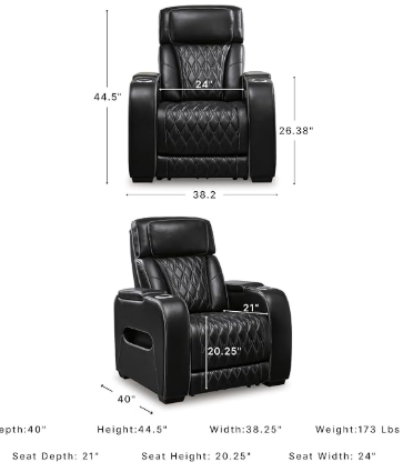 Signature Design by Ashley Boyington Zero Gravity Leather Power Recliner Chair – Air Massage & Heat