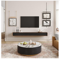 POVISON 94" Fully Assembled Floating TV Stand – Walnut & Black, Fits 85-98" TVs