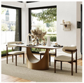 POVISON Hobart 71" Modern Dining Table for 6-8 – Matte White Sintered Stone Top & Bronze Pedestal Base