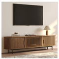 POVISON 78.74" Mid-Century Modern Walnut TV Stand with Sliding Tambour Doors – Fits 75-85" TVs
