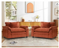 CDCASA Oversized Cloud Sofa Accent Chairs Set of 2 – Terracotta Orange Chenille, Extra Wide