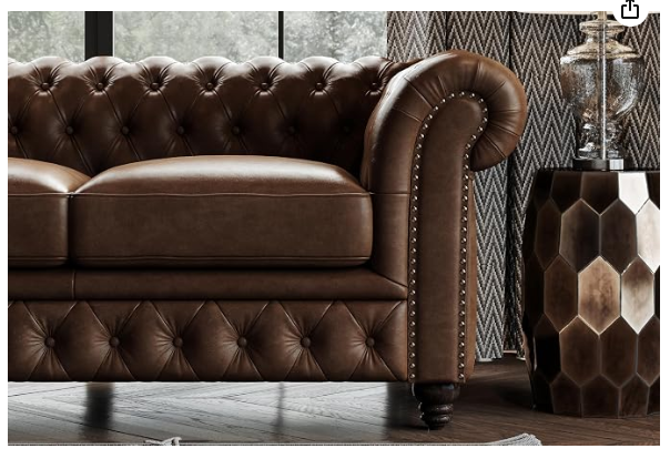 Valencia Parma Chesterfield 3-Seater Sofa 82" – Premium Leather, Button Tufted, Chocolate