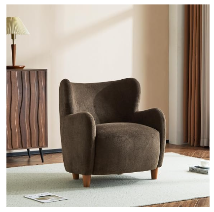 Christopher Knight Home Auden Wingback Accent Chair – Brown Velvet, Curved Backrest