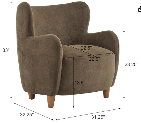 Christopher Knight Home Auden Wingback Accent Chair – Brown Velvet, Curved Backrest