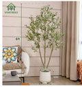 VIVATREES 6FT Faux Olive Tree with White Tall Planter