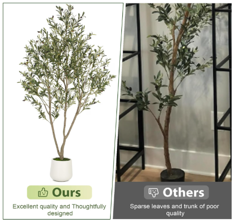 VIVATREES 7FT Faux Olive Tree with White Tall Planter