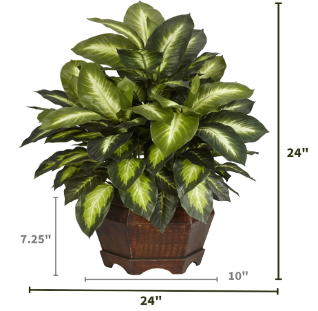 Nearly Natural 24" Artificial Golden Dieffenbachia Plant with Pot