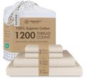 Threadmill 1200 Thread Count Luxury Supima Cotton King Sheets (Beige)
