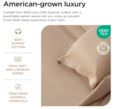 Threadmill 1200 Thread Count Luxury Supima Cotton King Sheets (Beige)