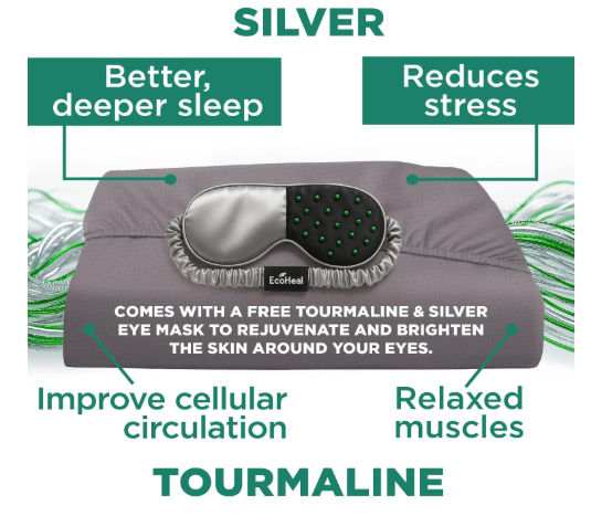 ECOHEAL Luxury Tourmaline Grounding Sheets King – 20% Silver, 76% Tourmaline Cotton (Grey)