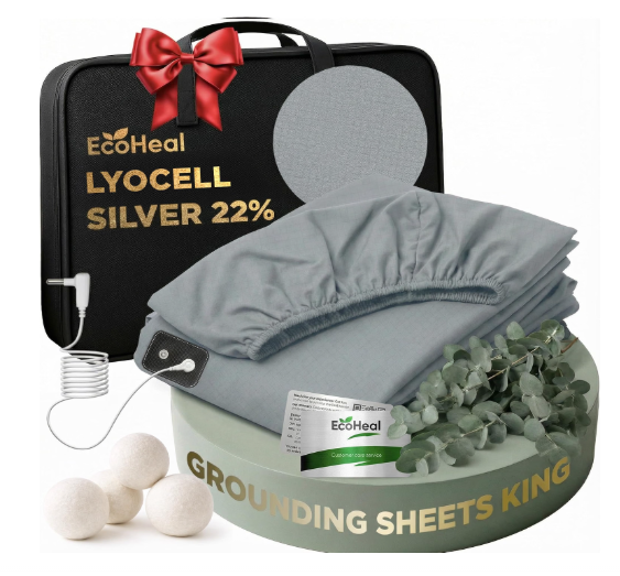 ECOHEAL Luxury Lyocell Grounding Sheets King – 22% Silver, 74% Lyocell, 4% Silk (Cloud Gray)
