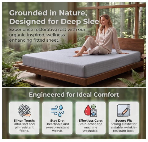 TWK Grounding Sheets King – 25% Pure Silver & 75% Organic Cotton Fitted Sheet (Gray)