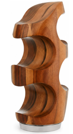 Nambe Vie 4-Bottle Countertop Wine Rack – Alloy & Acacia Wood
